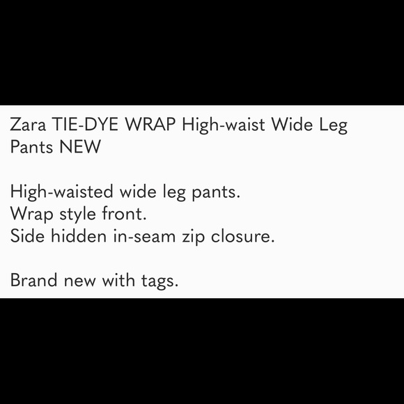 New w/tag size Large Zara Tie Dye Wrap waist Pants Sz. Large - Picture 5 of 5